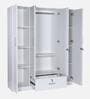 Kenzou 4 Door Wardrobe With Adjustable Shelves In Off White Finish With Mirror & Drawer