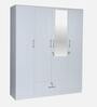 Kenzou 4 Door Wardrobe With Adjustable Shelves In Off White Finish With Mirror & Drawer