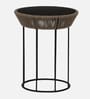 Keppard Metal Round End Table In Black Colour