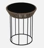Keppard Metal Round End Table In Black Colour