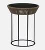 Keppard Metal Round End Table In Black Colour
