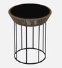 Keppard Metal Round End Table In Black Colour
