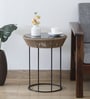 Keppard Metal Round End Table In Black Colour