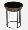 Keppard Metal Round End Table In Black Colour