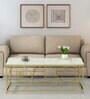 Kerby Metal Coffee Table In Matte Gold Finish With Porcelain Top