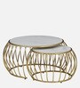 Kerby Metal Nesting Coffee Table Set with White Porcelain Top (Set of 2)