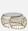Kerby Metal Nesting Coffee Table Set with White Porcelain Top (Set of 2)