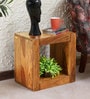 Keub Sheesham Wood End Table In Rustic Teak Finish