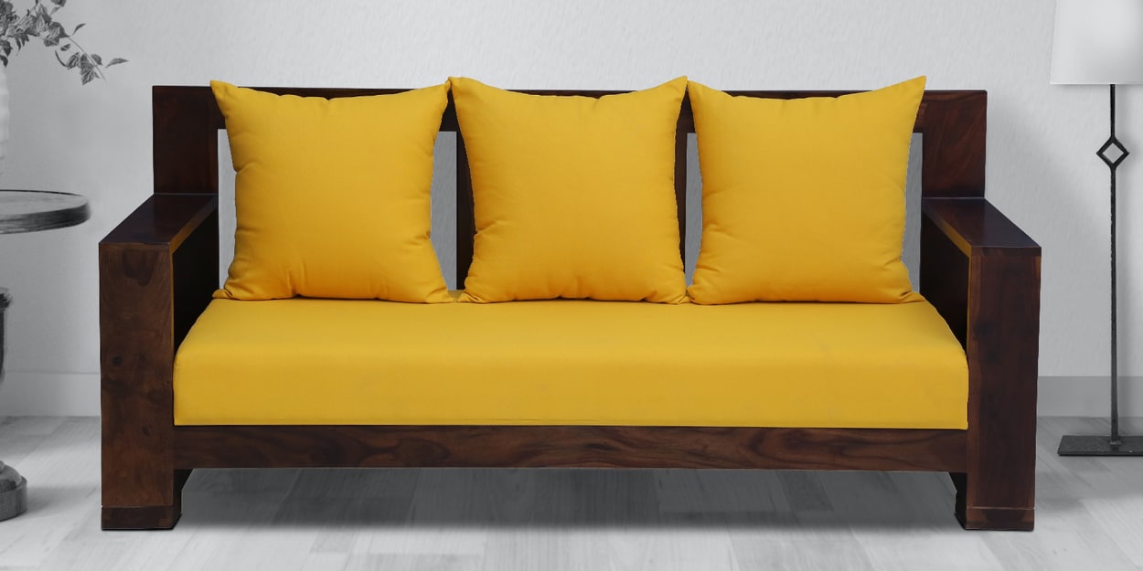 Buy Salamanca Sheesham Wood 3 Seater Sofa In Mustard and Provincial