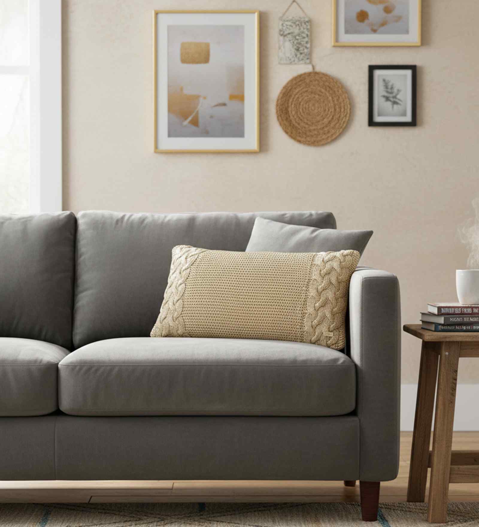 Khaki Cream 100% Cotton Archer 12X20 Inches Knitted Cushion Cover