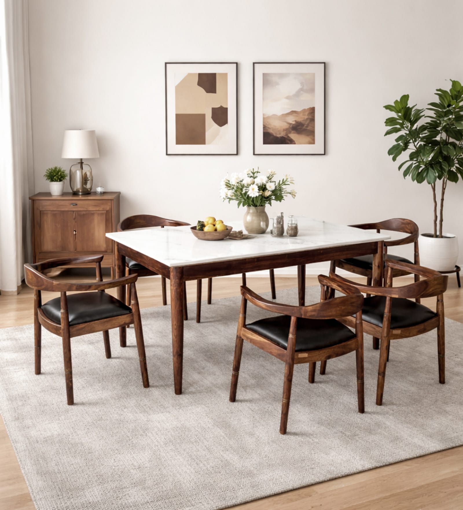 Kharkov Sheesham Wood 6 Seater Dining Set In Provincial Teak Finish Kharkov Sheesham Wood 6 Seater Dining Set In Provincial Teak Finish