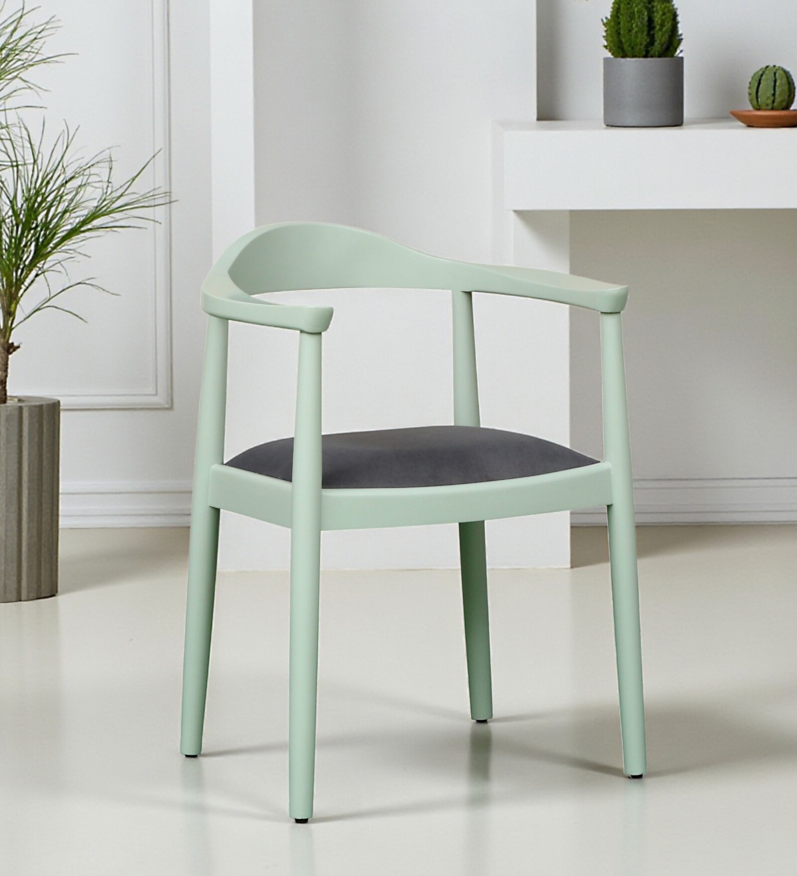 Kharkov Sheesham Wood Arm Chair in Canary Green