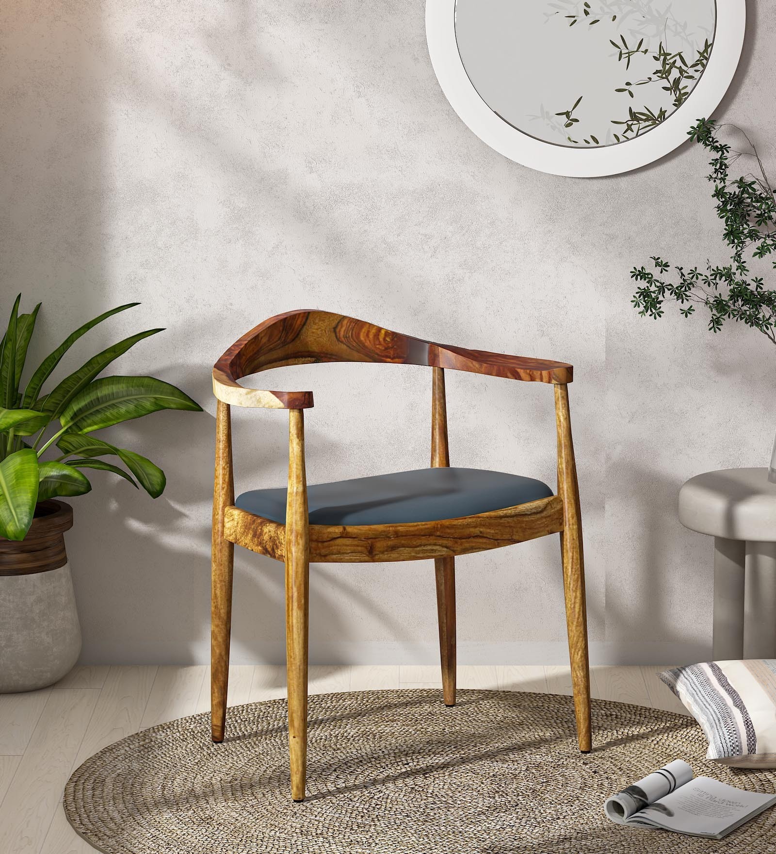 Kharkov Sheesham Wood Arm Chair In Rustic Teak Finish