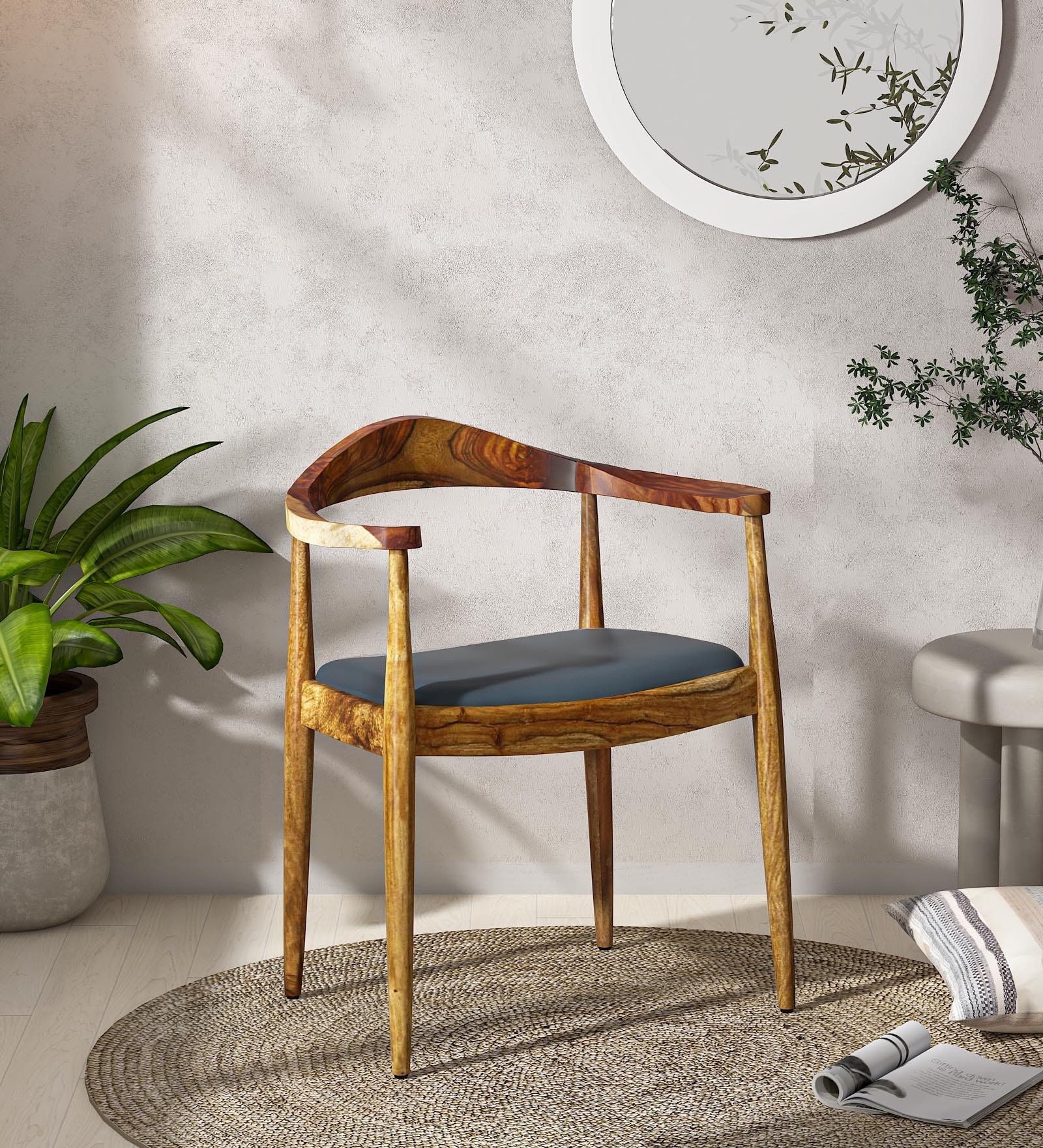 Kharkov Sheesham Wood Arm Chair In Rustic Teak Finish