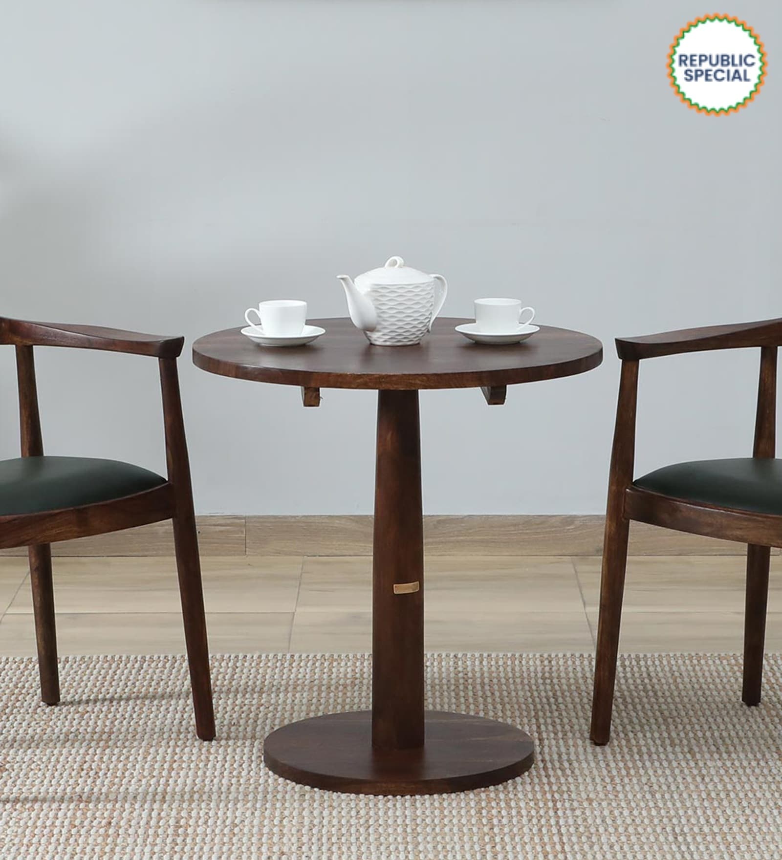 Kharkov Sheesham Wood Round Cafe Table In Provincial Teak Finish