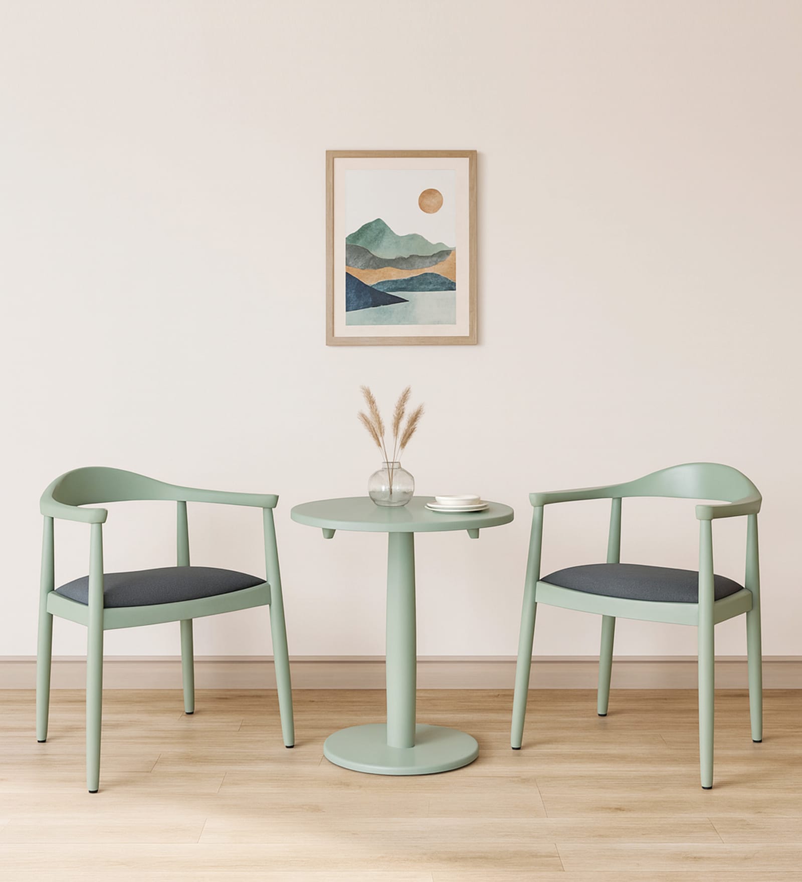 Kharkov Sheeshem Wood 2 Seater Cafe Table set  in Canary Green Kharkov Sheeshem Wood 2 Seater Cafe Table set  in Canary Green