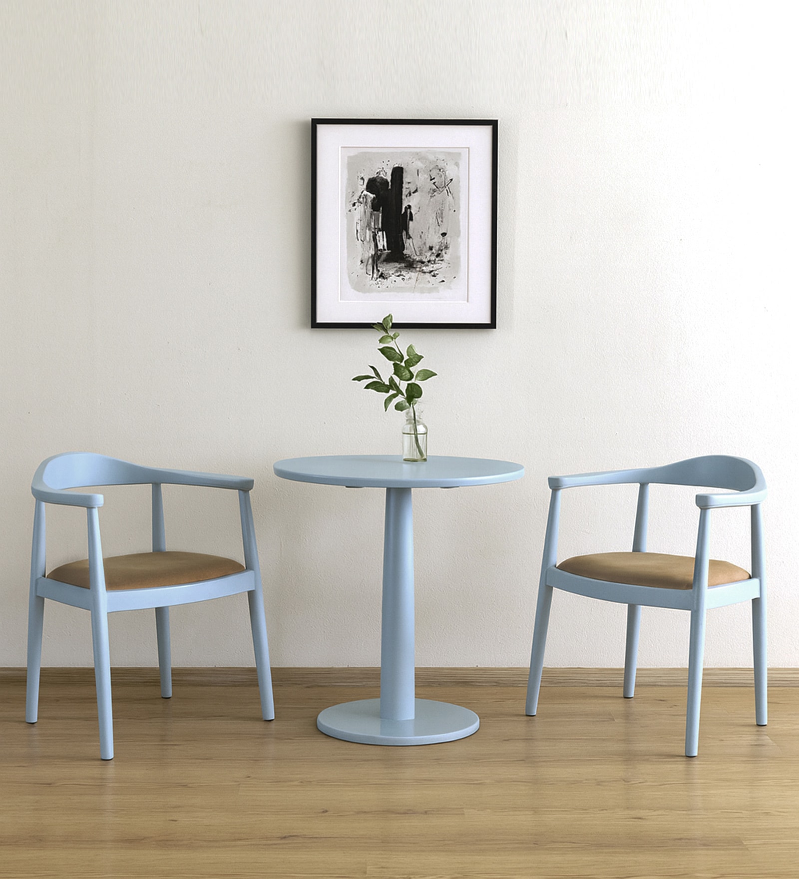 Kharkov Sheeshem Wood 2 Seater Cafe Table set  in Mineral Blue Kharkov Sheeshem Wood 2 Seater Cafe Table set  in Mineral Blue