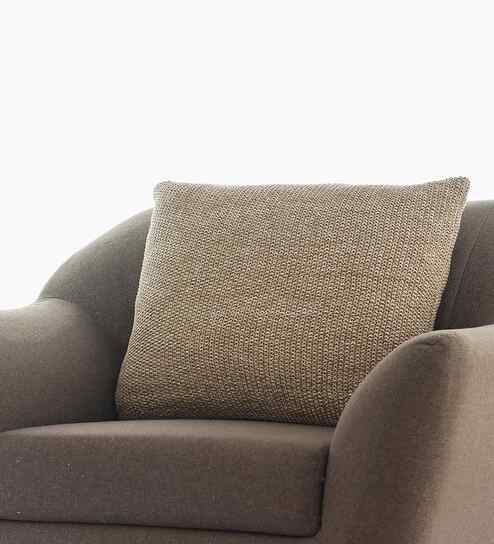 Khaki & Natural 100% Cotton Moss Knit 22X22 Inches Knitted Cushion Cover