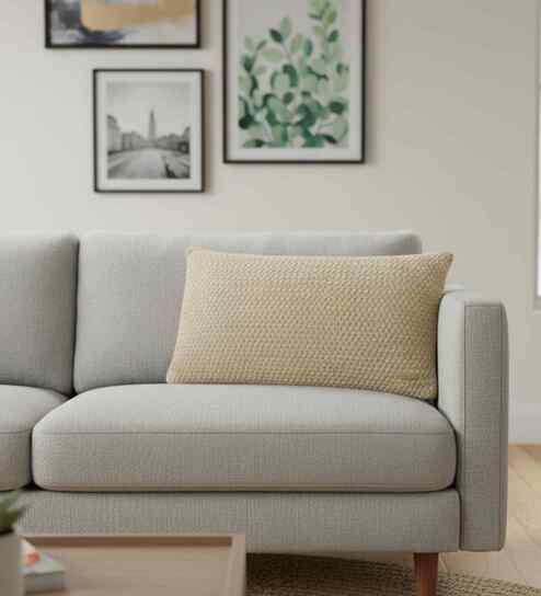 Khaki 100% Cotton Anna 12X20 Inches Knitted Cushion Cover