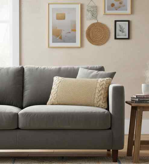 Khaki Cream 100% Cotton Archer 12X20 Inches Knitted Cushion Cover