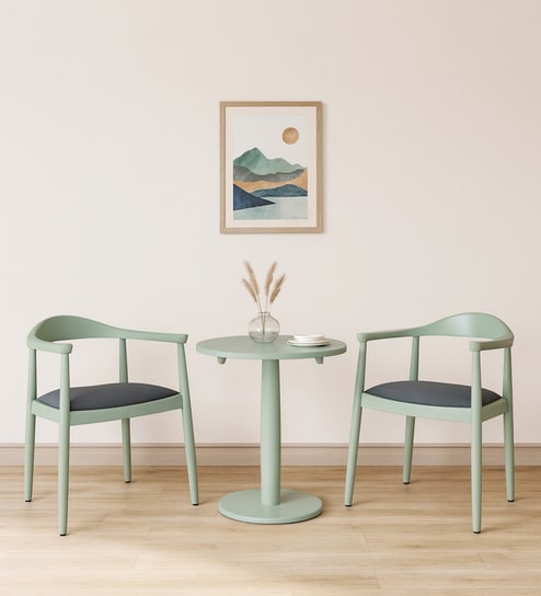 Kharkov Sheeshem Wood 2 Seater Cafe Table set  in Canary Green