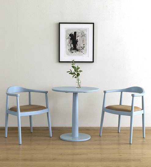 Kharkov Sheeshem Wood 2 Seater Cafe Table set  in Mineral Blue