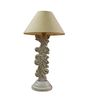 Beige Poly Cotton Shade Table Lamp with White Base