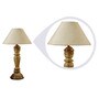 Beige Fabric Shade Table Lamp with Wood Base