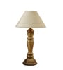 Beige Fabric Shade Table Lamp with Wood Base