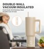 Khaki 1200ml Stainless Steel Double Insulated Leak Proof Coffee Tumbler with Lid & Straw