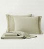 Khaki 210 TC Cotton King Size Bedsheet with 2 Embroidered Pillow Covers