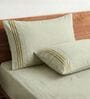 Khaki 210 TC Cotton King Size Bedsheet with 2 Embroidered Pillow Covers