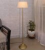 Jumilla Khaki Cotton Shade Club Floor Lamp With Metal Base