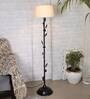 Khaki Cotton Shade Floor Lamp With Metal Base