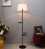 Roman Khaki Cotton Shade Shelf Floor Lamp With Metal Base