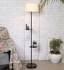 Roman Khaki Cotton Shade Shelf Floor Lamp With Metal Base