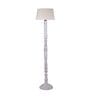 Khaki Cotton Shade Floor Lamp With Wooden Base