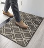 Khaki Geometric Microfibre 30x18 Inches Anti Skid Door Mat