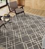 Grey Geometric Wool 8 ft x 10 ft Hand Tufted Carpet