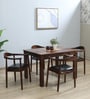 Kharkov 4 Seater Dining Set In Black Leatherette & Provincial Teak