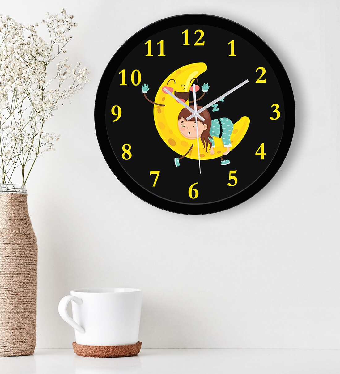 Buy Kid On A Moon Wall Clock In Multicolour By Wens Online Kids Wall Clocks Kids Furniture Kids Furniture Pepperfry Product