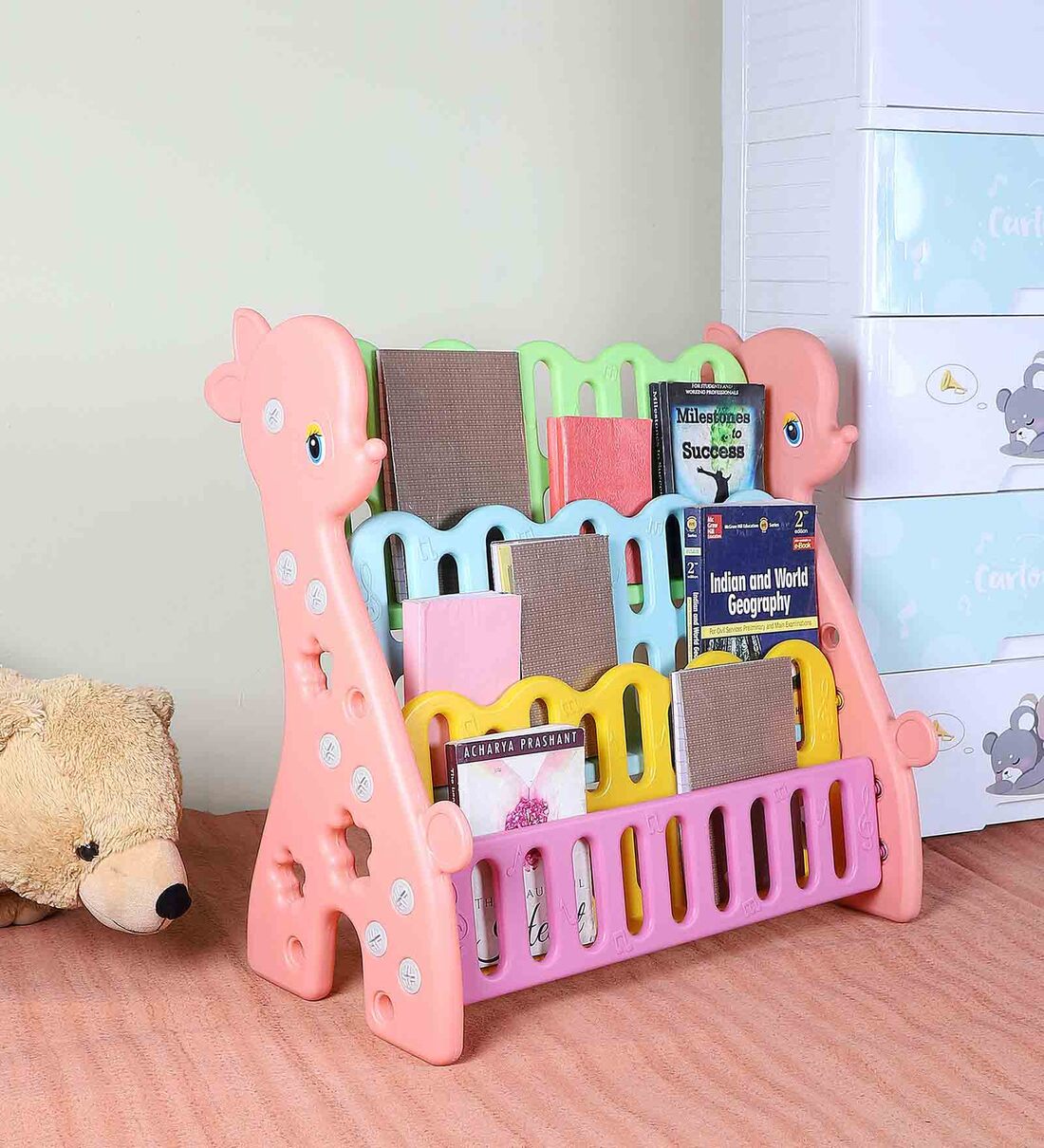 buy-plastic-kids-bookshelf-in-pink-multi-colour-at-20-off-by-the