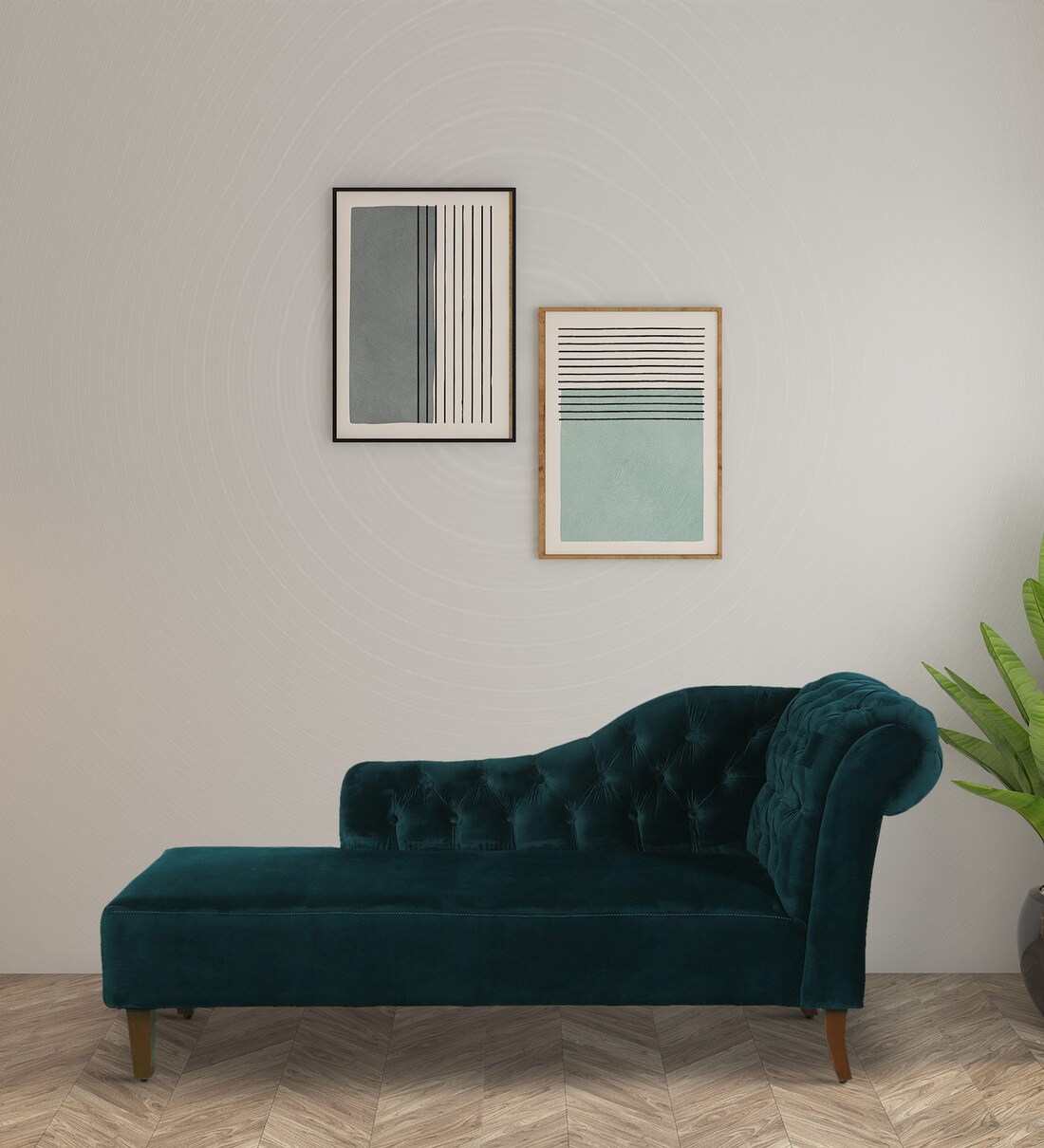 Buy Eaton Velvet Chaise Lounger in Teal Blue Colour Online Chaise