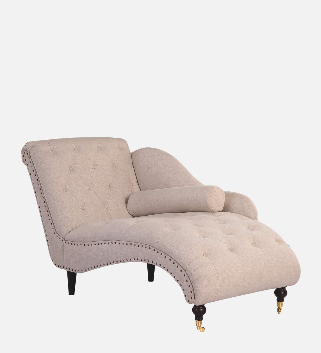 Kimberly Fabric Chaise Lounge In Tranquil Beige Colour