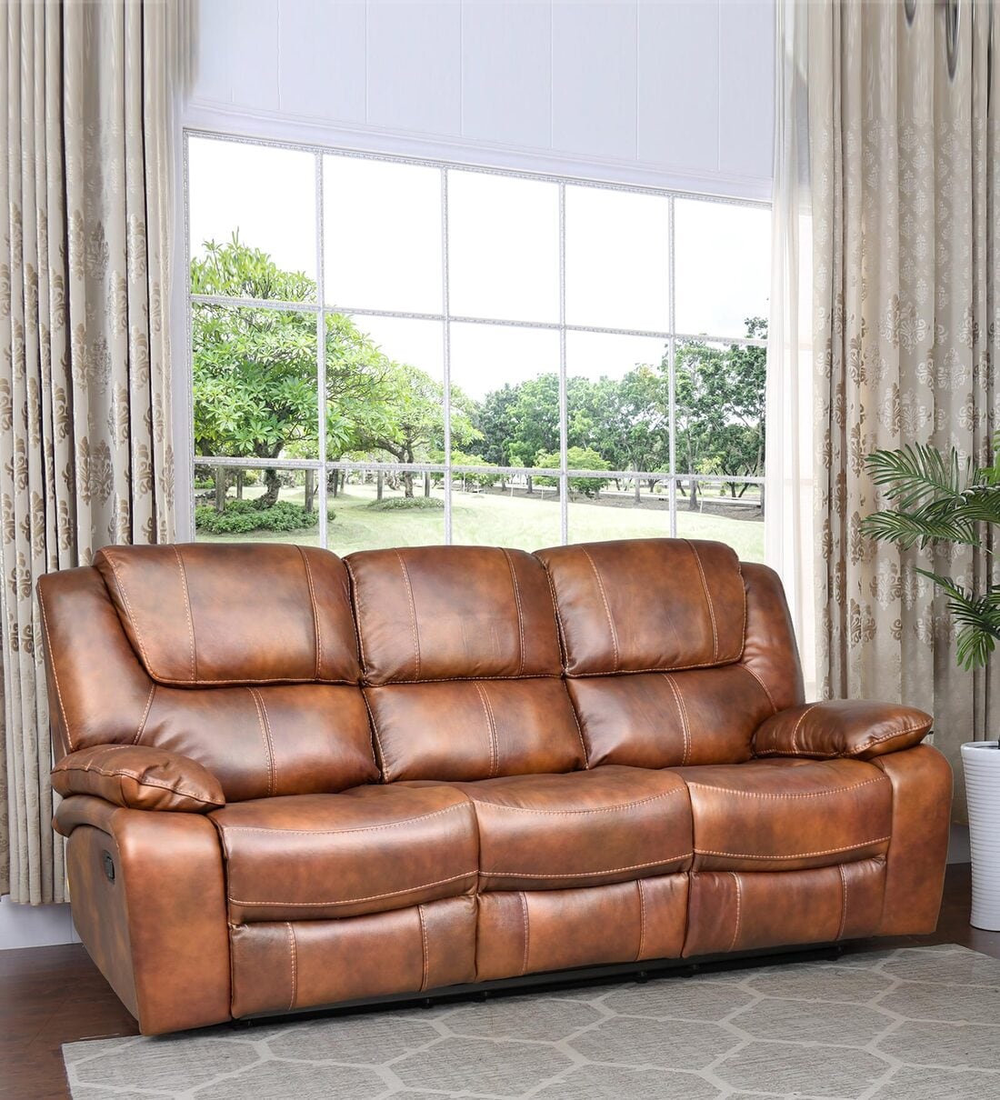 Buy Kinetic Leather Manual 3 Seater Recliners In Brown Colour At 39 Off By Royaloak Pepperfry 2640