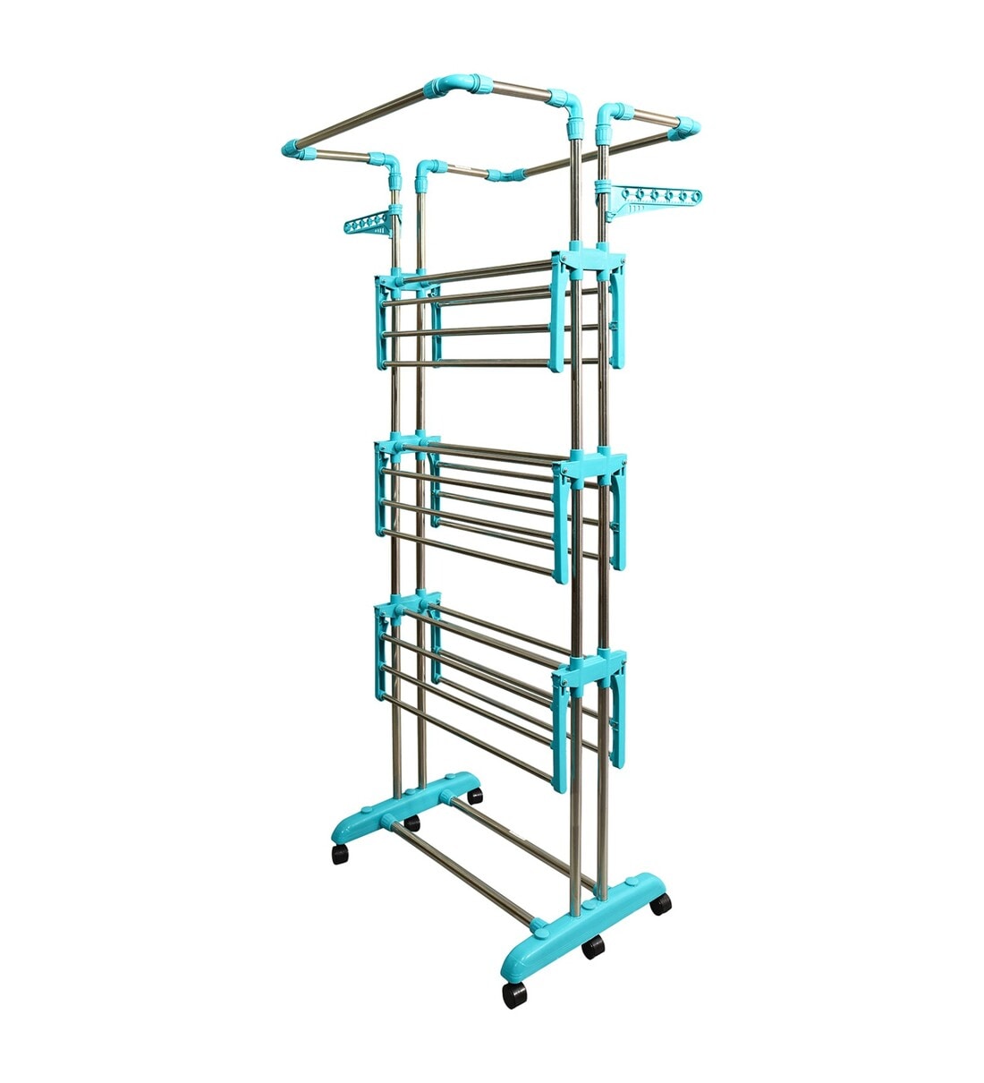 King Jumbo Stainless Steel Floor Rested Cloth Dryer Stand In Green Length 72.44 Height 25.19