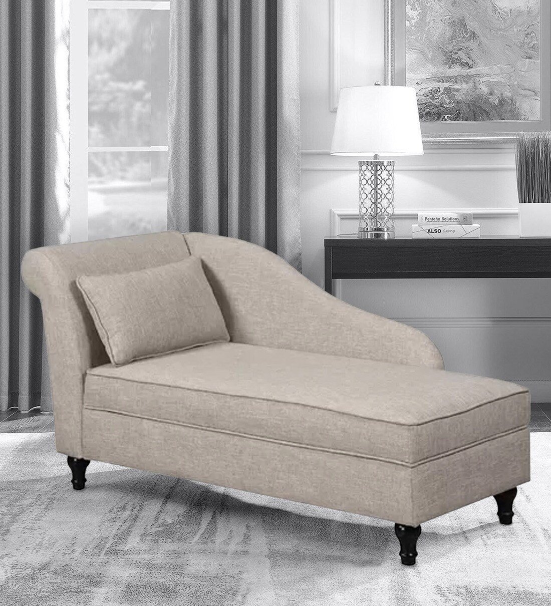 Buy King LHS Chaise Lounger in Beige Colour by Afydecor Online Chaise