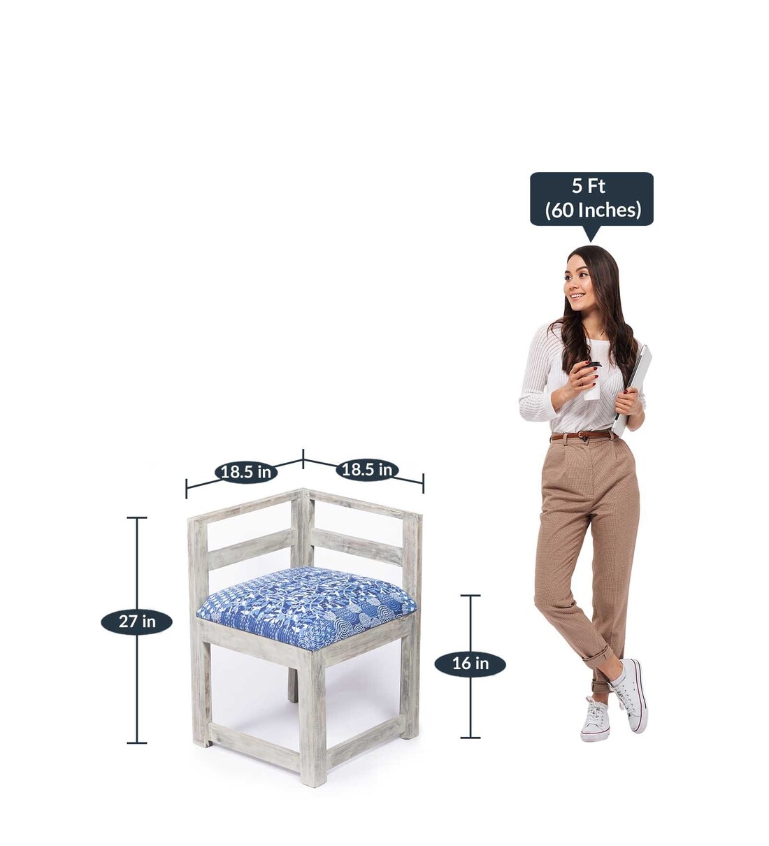 Buy Kingston Sheesham Wood 4 Seater Dining Set in Antique Grey Finish