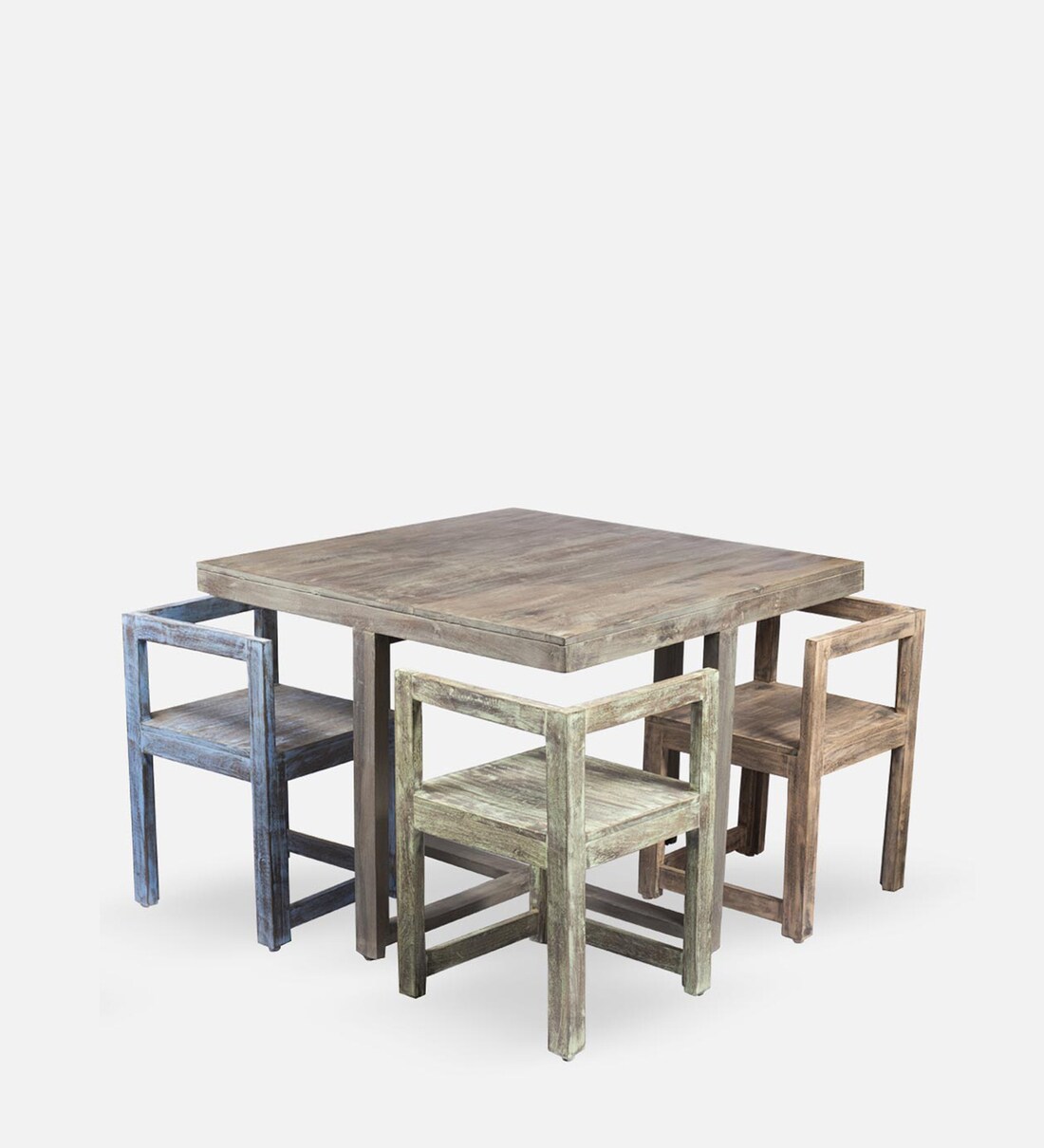 Buy Kingston Sheesham Wood 4 Seater Dining Set in Rustic Matte Finish