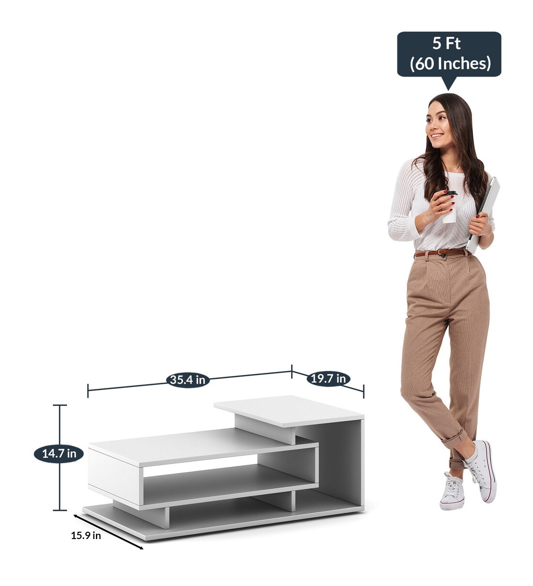 Buy Kiosk Coffee Table In Frosty White Colour By A Globia Creations